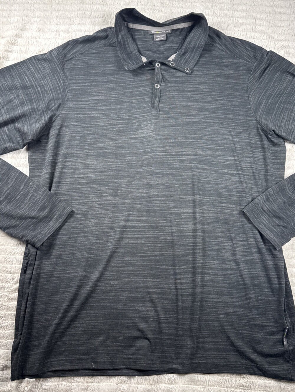 ExOfficio Hoodie Mens XL Gray Heather Snap Neck Pullover‎ Lightweight EUC